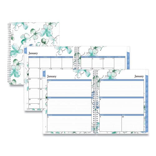 Blue Sky Lindley Weekly/monthly Planner Lindley Floral Artwork 11 X 8.5 White/blue/green Cover 12-month (jan To Dec): 2023 - School Supplies