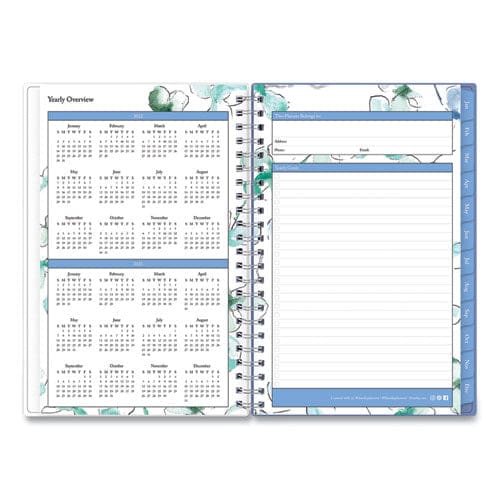 Blue Sky Lindley Weekly/monthly Planner Lindley Floral Artwork 8 X 5 White/blue/green Cover 12-month (jan To Dec): 2023 - School Supplies -