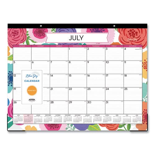 Blue Sky Mahalo Academic Desk Pad Floral Artwork 22 X 17 Black Binding Clear Corners 12-month (july-june): 2022-2023 - School Supplies -