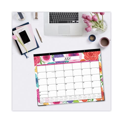 Blue Sky Mahalo Academic Desk Pad Floral Artwork 22 X 17 Black Binding Clear Corners 12-month (july-june): 2022-2023 - School Supplies -