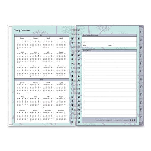 Blue Sky Rue Du Flore Weekly/monthly Planner Rue Du Flore Artwork 8 X 5 Jade/lavender Cover 12-month (jan To Dec): 2023 - School Supplies -