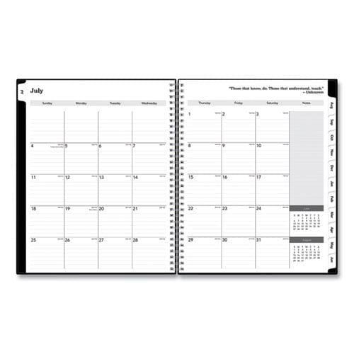 Blue Sky Solid Black Teacher’s Weekly/monthly Lesson Planner Two-page Spread (nine Classes) 11 X 8.5 Black Cover 2022 To 2023 - School