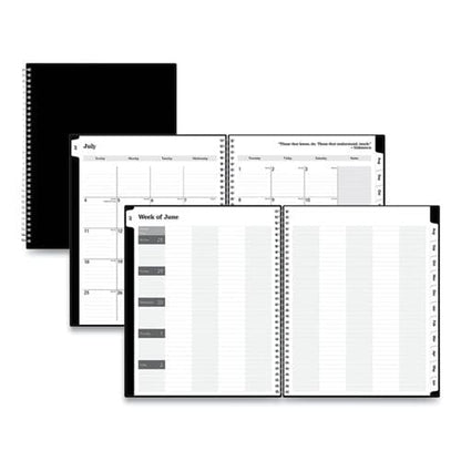 Blue Sky Solid Black Teacher’s Weekly/monthly Lesson Planner Two-page Spread (nine Classes) 11 X 8.5 Black Cover 2022 To 2023 - School