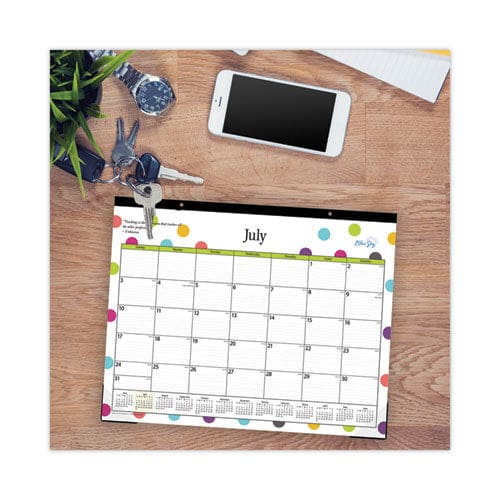 Blue Sky Teacher Dots Academic Desk Pad 22 X 17 Black Binding Clear Corners 12-month (july To June): 2022 To 2023 - School Supplies - Blue