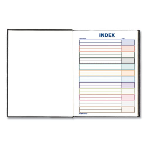 Blueline Business Notebook With Self-adhesive Labels 1 Subject Medium/college Rule Black Cover 9.25 X 7.25 192 Sheets - Office - Blueline®