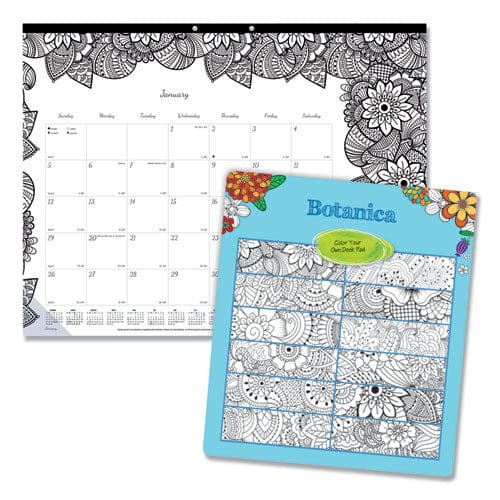 Blueline Monthly Desk Pad Calendar Doodleplan Coloring Pages 22 X 17 Black Binding Clear Corners 12-month (jan To Dec): 2023 - School