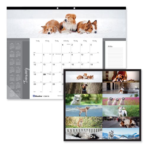 Blueline Pets Collection Monthly Desk Pad Puppies Photography 22 X 17 Black Binding Clear Corners 12-month (jan To Dec): 2023 - School