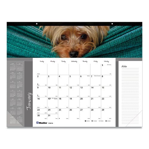 Blueline Pets Collection Monthly Desk Pad Puppies Photography 22 X 17 Black Binding Clear Corners 12-month (jan To Dec): 2023 - School