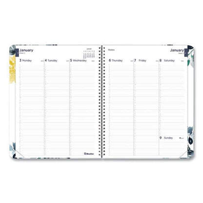 Blueline Soft Cover Design Weekly/monthly Planner Floral Watercolor Artwork 11 X 8.5 White/blue/yellow 12-month (jan To Dec): 2023 - School