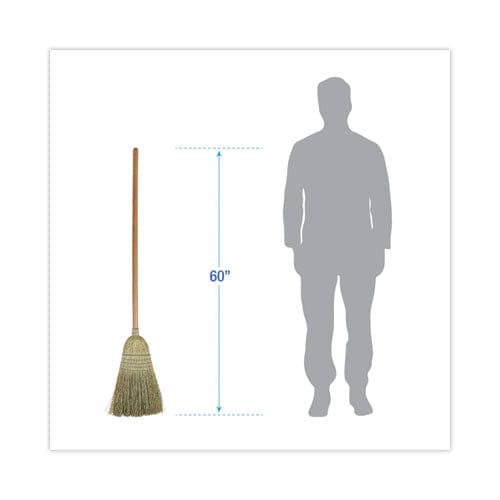 Boardwalk 100% Corn Brooms 60 Overall Length Natural 6/carton - Janitorial & Sanitation - Boardwalk®