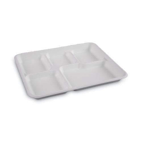 Boardwalk Bagasse Dinnerware 5-compartment Tray 10 X 8 White 500/carton - Food Service - Boardwalk®