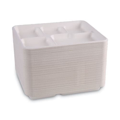 Boardwalk Bagasse Dinnerware 5-compartment Tray 10 X 8 White 500/carton - Food Service - Boardwalk®