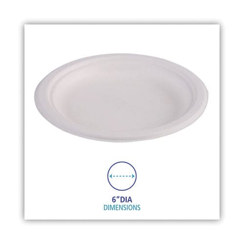 Boardwalk Bagasse Dinnerware Plate 6 Dia White 1,000/carton - Food Service - Boardwalk®