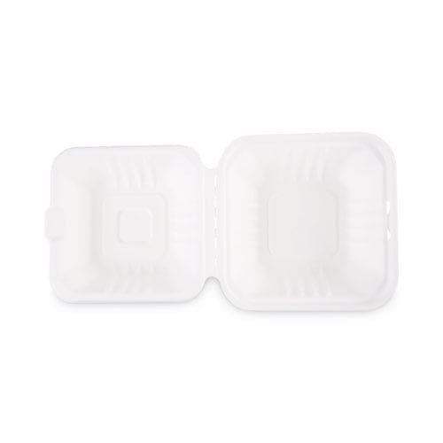 Boardwalk Bagasse Food Containers Hinged-lid 1-compartment 6 X 6 X 3.19 White Sugarcane 125/sleeve 4 Sleeves/carton - Food Service -