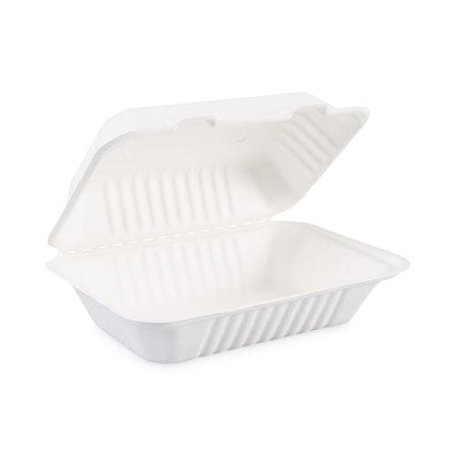 Boardwalk Bagasse Food Containers Hinged-lid 1-compartment 9 X 6 X 3.19 White Sugarcane 125/sleeve 2 Sleeves/carton - Food Service -