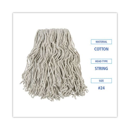 Boardwalk Banded Cotton Mop Head #24 White 12/carton - Janitorial & Sanitation - Boardwalk®