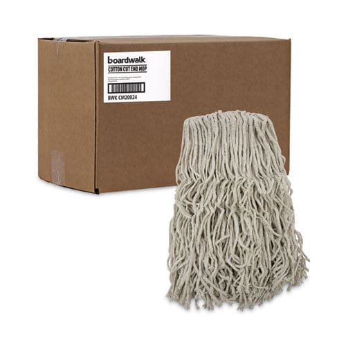 Boardwalk Banded Cotton Mop Heads 24oz White 12/carton - Janitorial & Sanitation - Boardwalk®