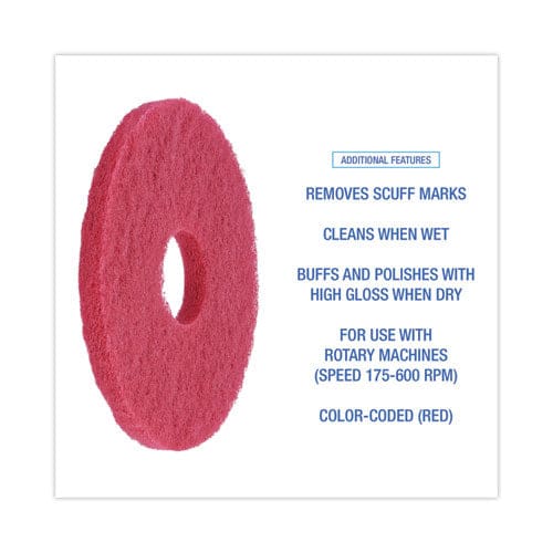 Boardwalk Buffing Floor Pads 12 Diameter Red 5/carton - Janitorial & Sanitation - Boardwalk®