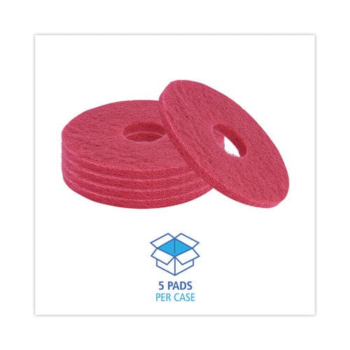 Boardwalk Buffing Floor Pads 12 Diameter Red 5/carton - Janitorial & Sanitation - Boardwalk®