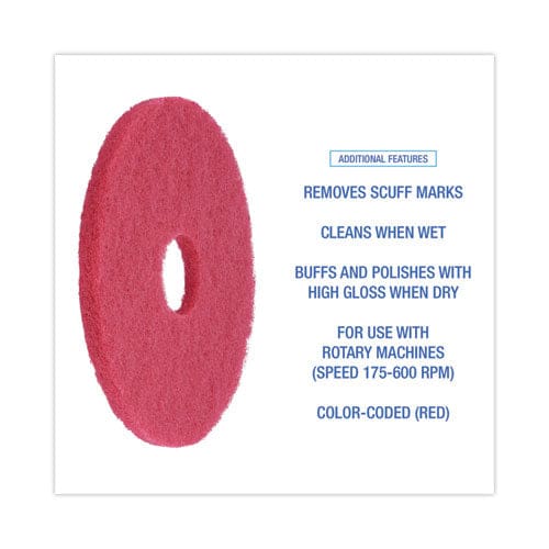 Boardwalk Buffing Floor Pads 13 Diameter Red 5/carton - Janitorial & Sanitation - Boardwalk®