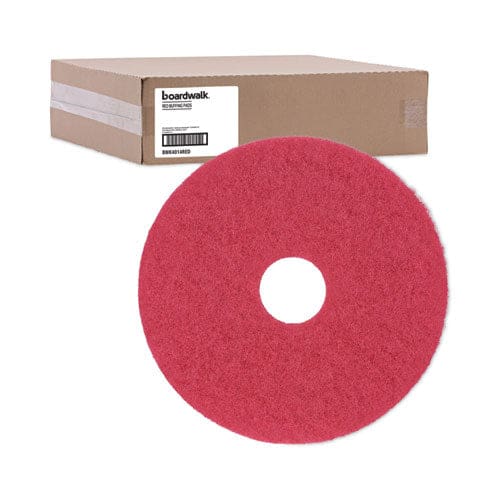 Boardwalk Buffing Floor Pads 14 Diameter Red 5/carton - Janitorial & Sanitation - Boardwalk®