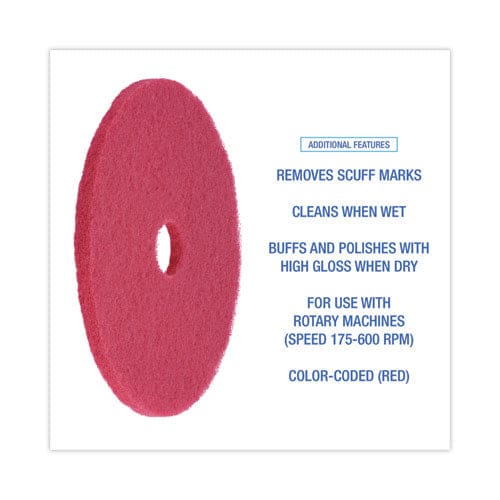 Boardwalk Buffing Floor Pads 20 Diameter Red 5/carton - Janitorial & Sanitation - Boardwalk®