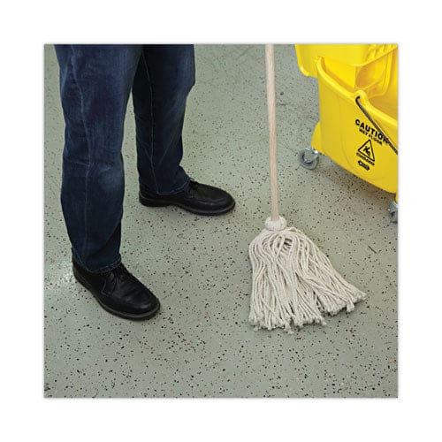 Boardwalk Cotton Deck Mop 24 Oz White Cotton Head 50 Wood Handle 6/carton - Janitorial & Sanitation - Boardwalk®