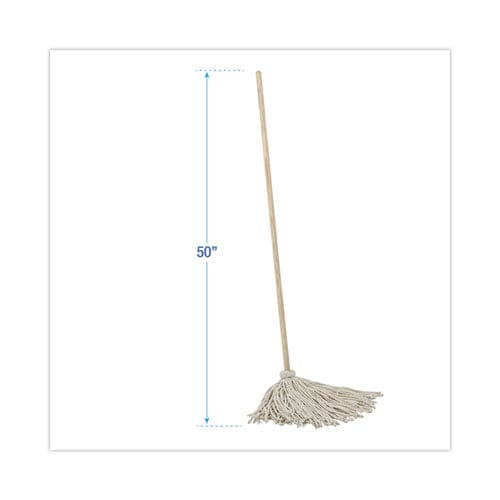 Boardwalk Cotton Deck Mop 24 Oz White Cotton Head 50 Wood Handle 6/carton - Janitorial & Sanitation - Boardwalk®