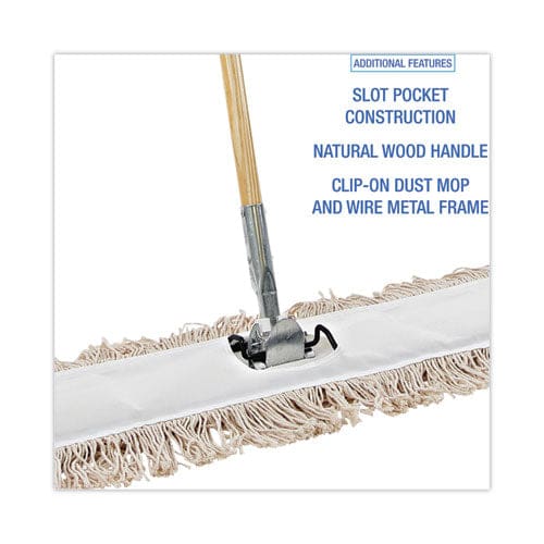 Boardwalk Cotton Dry Mopping Kit 36 X 5 Natural Cotton Head 60 Natural Wood Handle - Janitorial & Sanitation - Boardwalk®