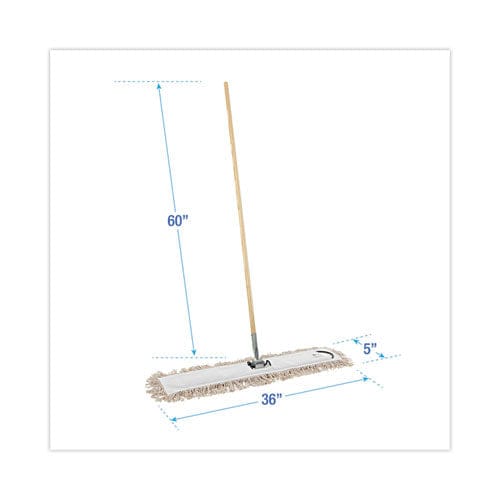 Boardwalk Cotton Dry Mopping Kit 36 X 5 Natural Cotton Head 60 Natural Wood Handle - Janitorial & Sanitation - Boardwalk®