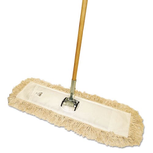 Boardwalk Cotton Dry Mopping Kit 36 X 5 Natural Cotton Head 60 Natural Wood Handle - Janitorial & Sanitation - Boardwalk®