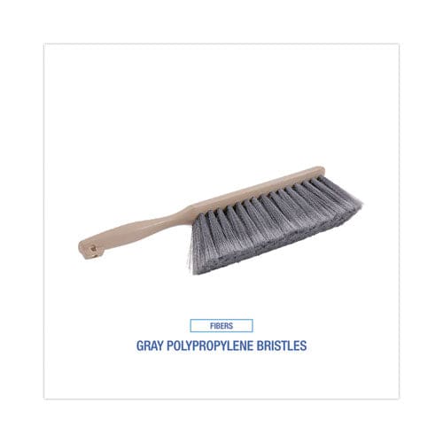 Boardwalk Counter Brush Gray Flagged Polypropylene Bristles 4.5 Brush 3.5 Tan Plastic Handle - Janitorial & Sanitation - Boardwalk®