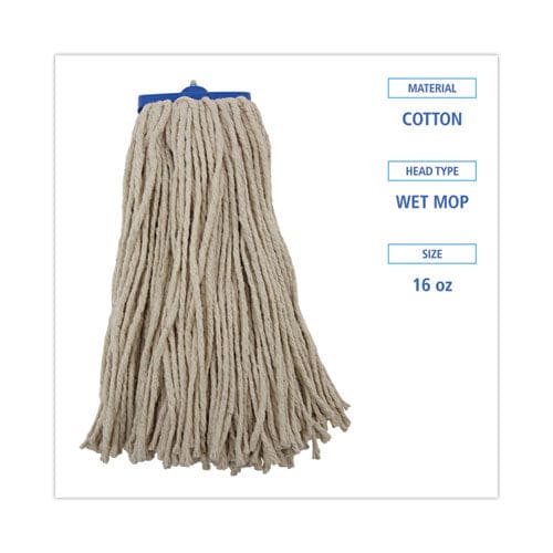 Boardwalk Cut-end Lie-flat Wet Mop Head Cotton 16oz White 12/carton - Janitorial & Sanitation - Boardwalk®