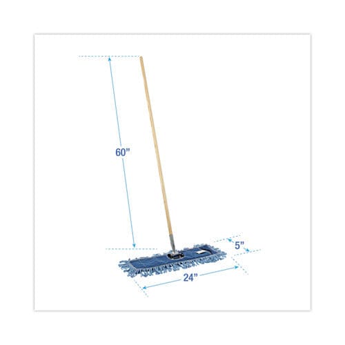 Boardwalk Dry Mopping Kit 24 X 5 Blue Synthetic Head 60 Natural Wood/metal Handle - Janitorial & Sanitation - Boardwalk®