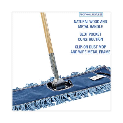 Boardwalk Dry Mopping Kit 24 X 5 Blue Synthetic Head 60 Natural Wood/metal Handle - Janitorial & Sanitation - Boardwalk®