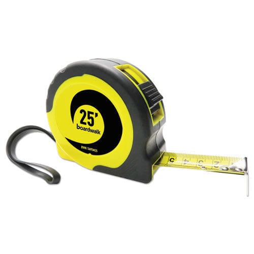 Boardwalk Easy Grip Tape Measure 25 Ft Plastic Case Black And Yellow 1/16 Graduations - Office - Boardwalk®