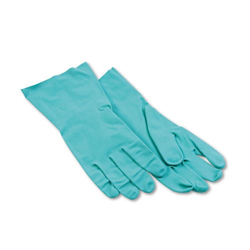 Boardwalk Flock-lined Nitrile Gloves Small Green Dozen - Janitorial & Sanitation - Boardwalk®