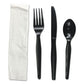 Boardwalk Four-piece Cutlery Kit Fork/knife/napkin/teaspoon Heavyweight Black 250/carton - Food Service - Boardwalk®