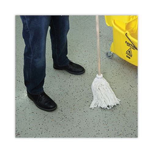 Boardwalk Handle/deck Mops 12 Oz White Rayon Head 48 Oak Wood Handle 6/pack - Janitorial & Sanitation - Boardwalk®