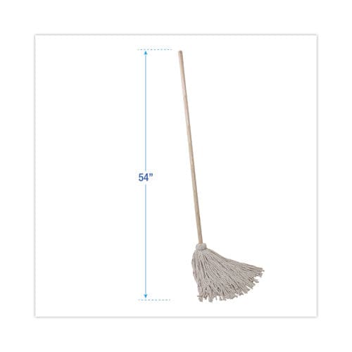 Boardwalk Handle/deck Mops 24 Oz White Cotton Head 54 Oak Wood Handle 6/pack - Janitorial & Sanitation - Boardwalk®