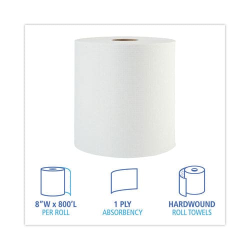 Boardwalk Hardwound Paper Towels 1-ply 8 X 800 Ft White 6 Rolls/carton - Janitorial & Sanitation - Boardwalk®