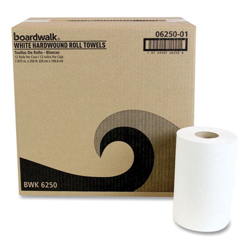 Boardwalk Hardwound Paper Towels Nonperforated 1-ply 8 X 350 Ft White 12 Rolls/carton - Janitorial & Sanitation - Boardwalk®