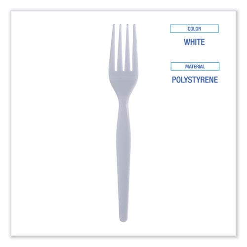 Boardwalk Heavyweight Polystyrene Cutlery Fork White 1000/carton - Food Service - Boardwalk®