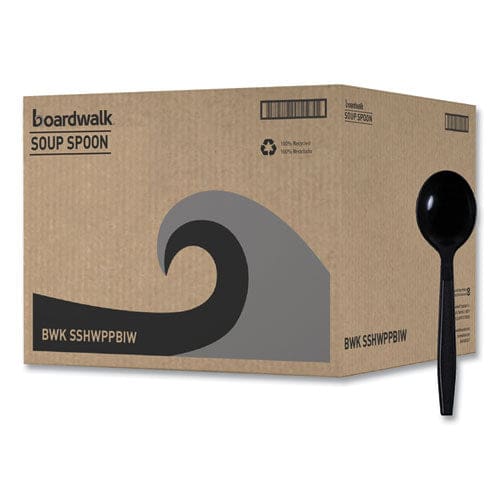 Boardwalk Heavyweight Wrapped Polypropylene Cutlery Soup Spoon Black 1,000/carton - Food Service - Boardwalk®