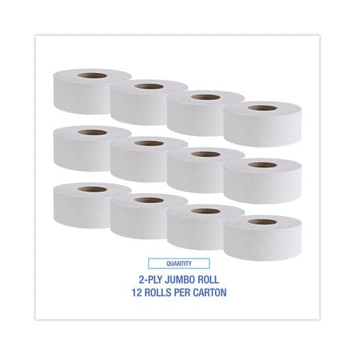 Boardwalk Jumbo Roll Bathroom Tissue Septic Safe 2-ply White 3.4 X 1,000 Ft 12 Rolls/carton - Janitorial & Sanitation - Boardwalk®