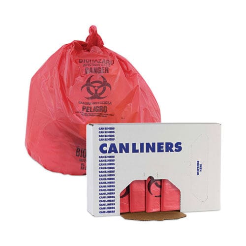 Boardwalk Linear Low Density Health Care Trash Can Liners 16 Gal 1.3 Mil 24 X 32 Red 250/carton - Janitorial & Sanitation - Boardwalk®