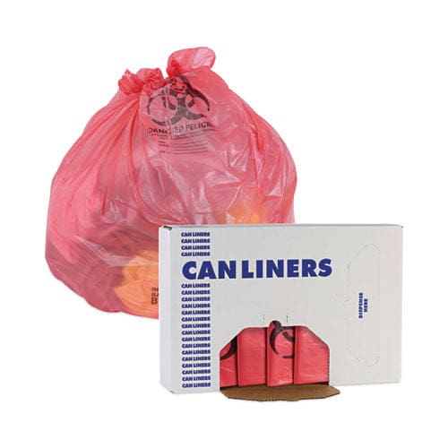 Boardwalk Linear Low Density Health Care Trash Can Liners 45 Gal 1.3 Mil 40 X 46 Red 100/carton - Janitorial & Sanitation - Boardwalk®