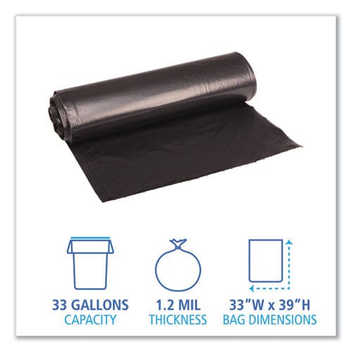 Boardwalk Low Density Repro Can Liners 33 Gal 1.2 Mil 33 X 39 Black 10 Bags/roll 10 Rolls/carton - Janitorial & Sanitation - Boardwalk®