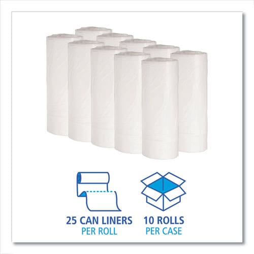 Boardwalk Low-density Waste Can Liners 10 Gal 0.4 Mil 24 X 23 White 25 Bags/roll 20 Rolls/carton - Janitorial & Sanitation - Boardwalk®