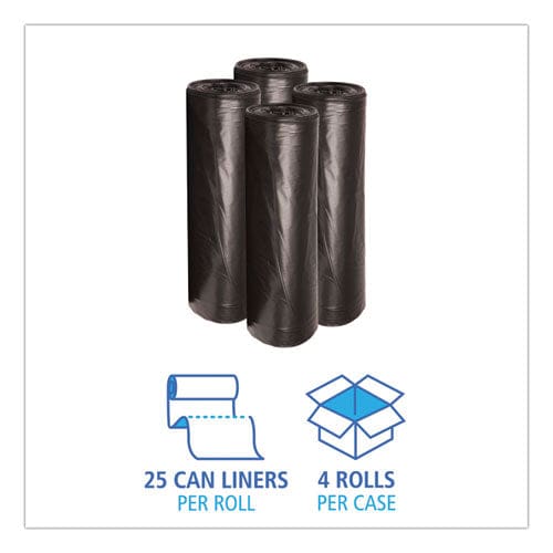 Boardwalk Low-density Waste Can Liners 45 Gal 0.6 Mil 40 X 46 Black 25 Bags/roll 4 Rolls/carton - Janitorial & Sanitation - Boardwalk®